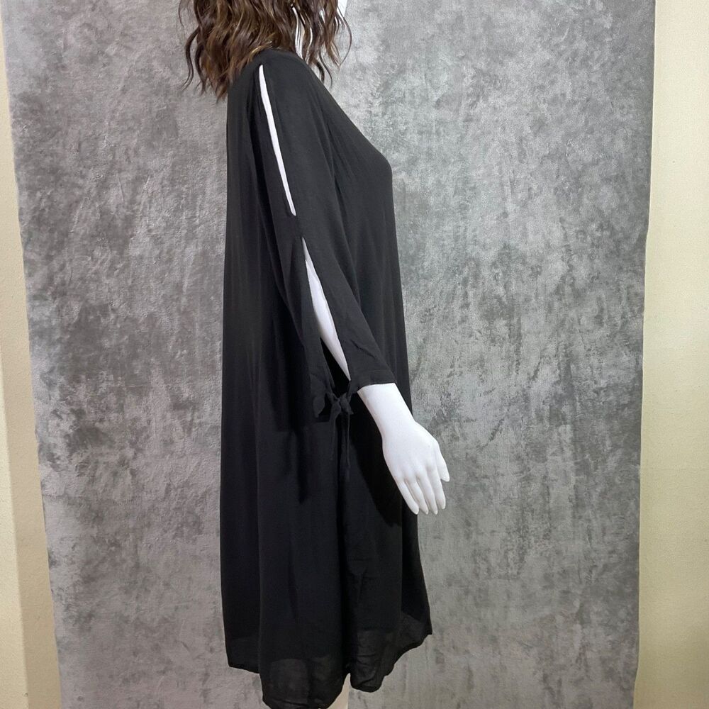 Soft Surroundings LBD Women's M-V-Neck 3/4 double split Sleeve lined